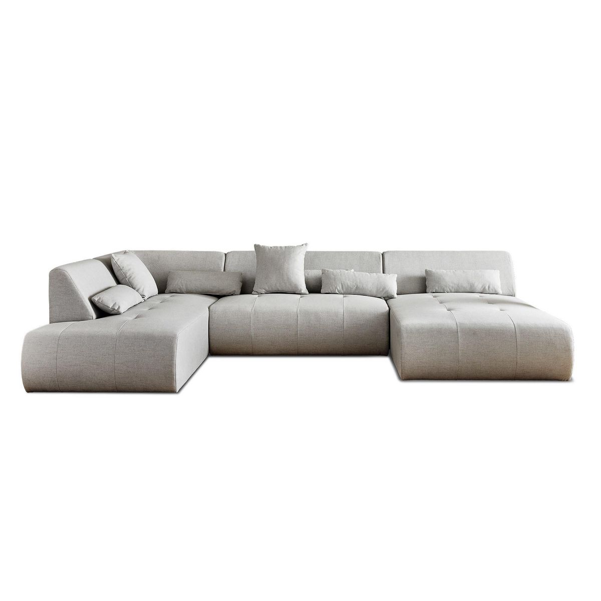 LISA DESIGN Onyx - canapé panoramique d'angle gauche 7 places - en tissu