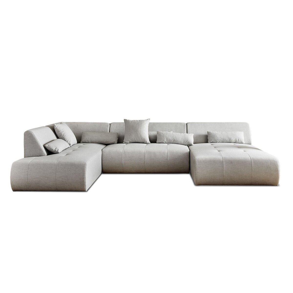 LISA DESIGN Onyx - canapé panoramique d'angle gauche 7 places - en tissu