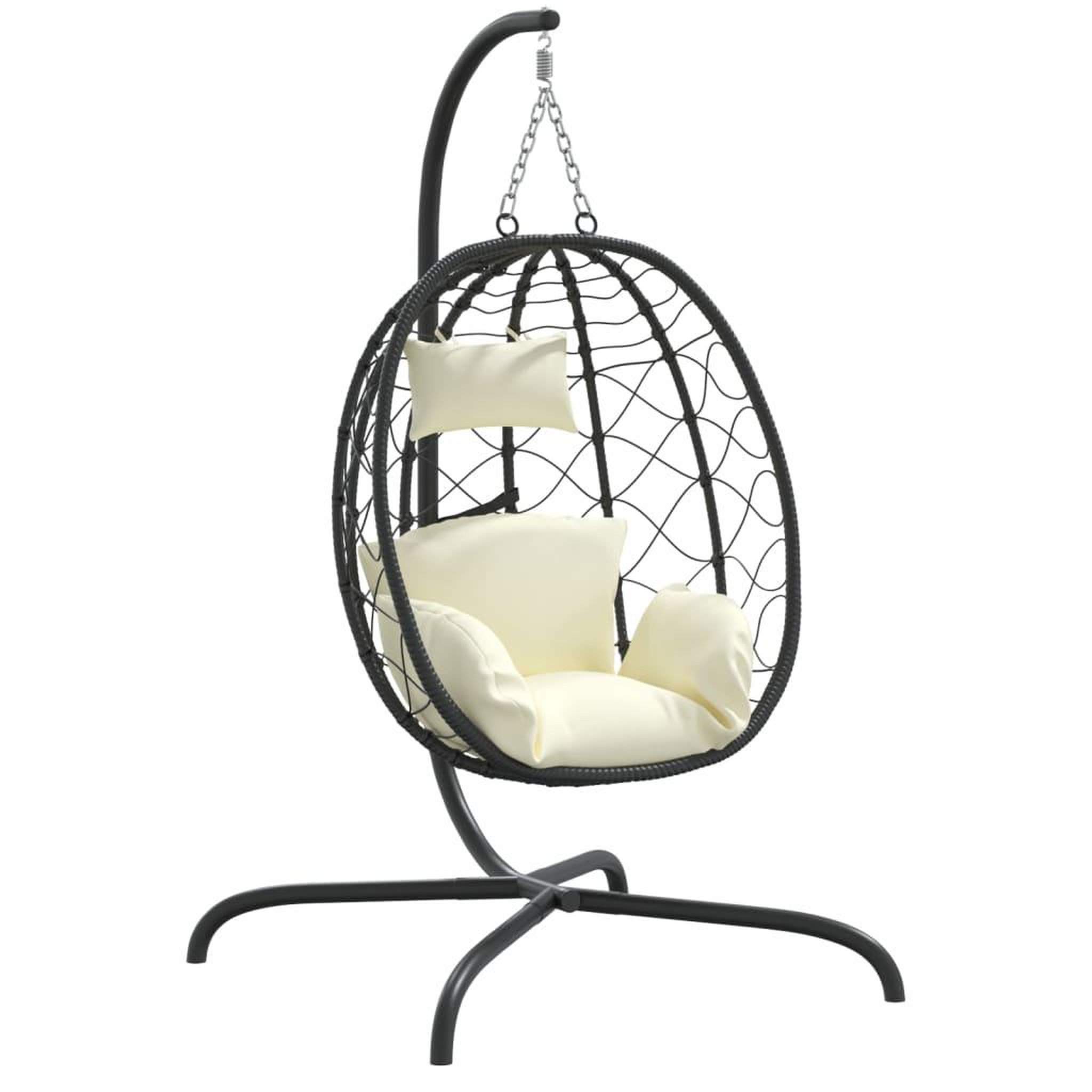 Voir la diapositive 2 : VIDAXL Chaise suspendue en forme d'œuf avec coussin blanc creme