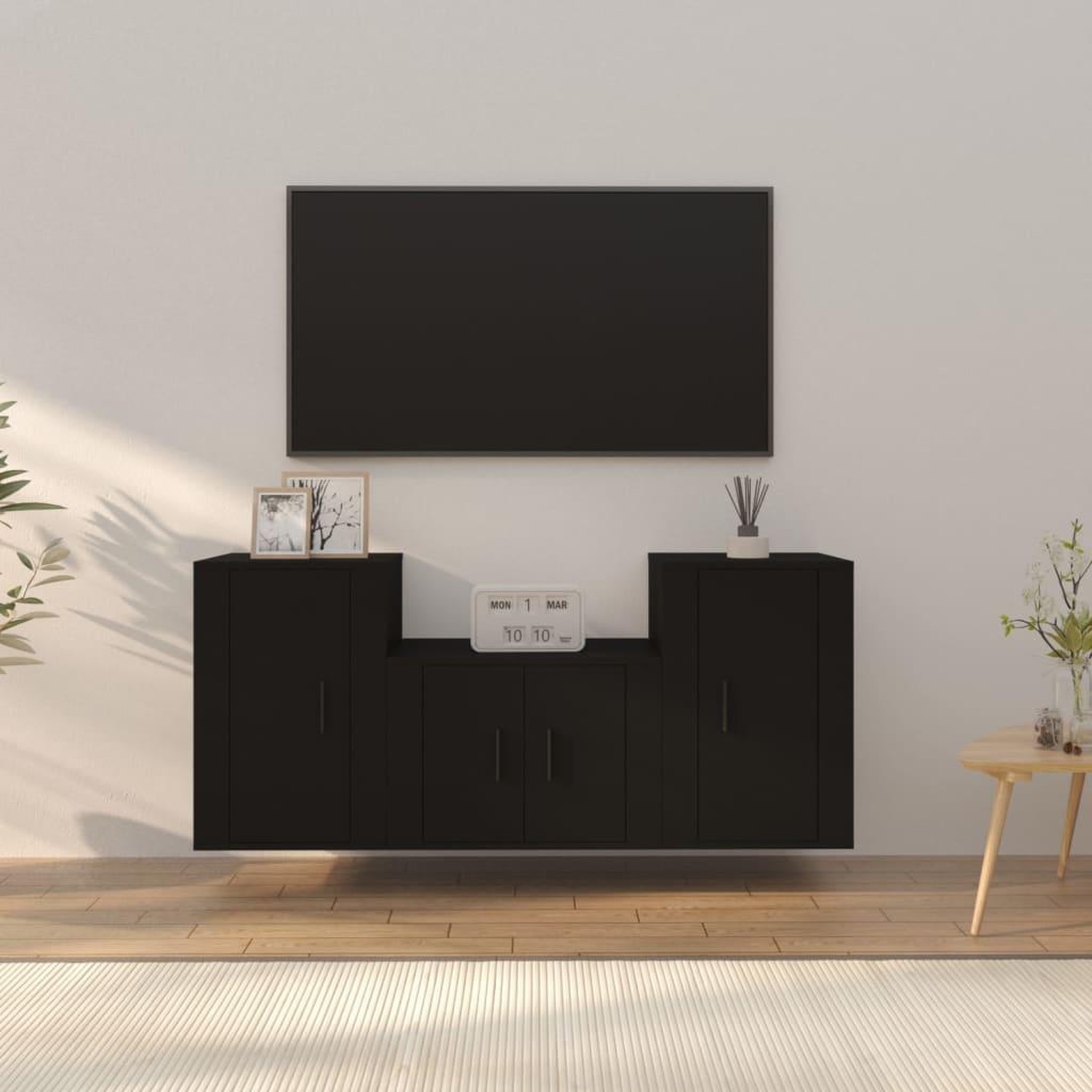 Voir la diapositive 1 : VIDAXL Ensemble de meubles TV 3 pcs Noir Bois d'ingenierie