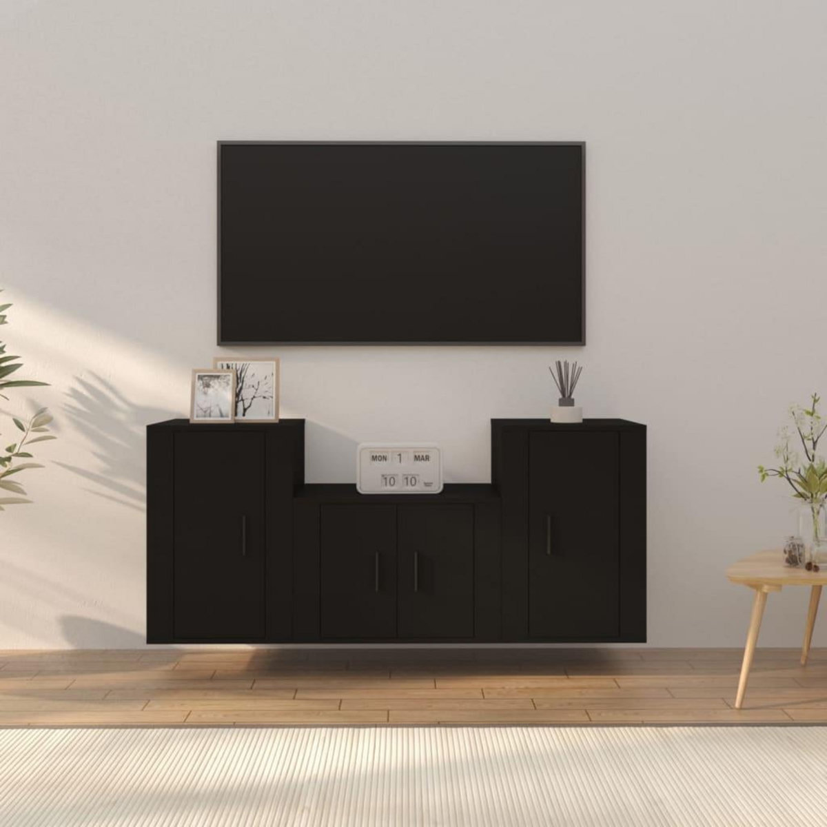 VIDAXL Ensemble de meubles TV 3 pcs Noir Bois d'ingenierie