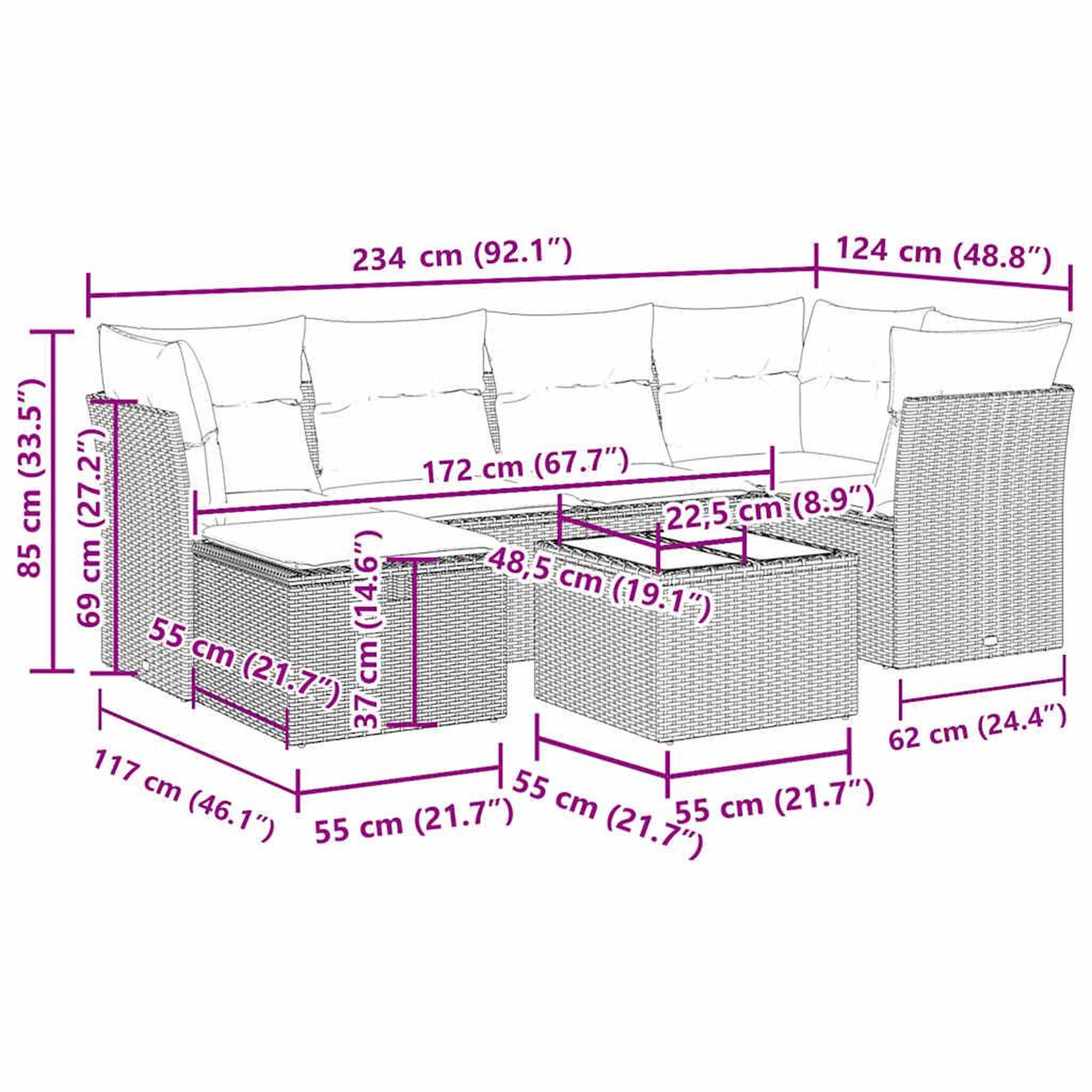 Voir la diapositive 6 : VIDAXL Salon de jardin 7 pcs avec coussins noir resine tressee