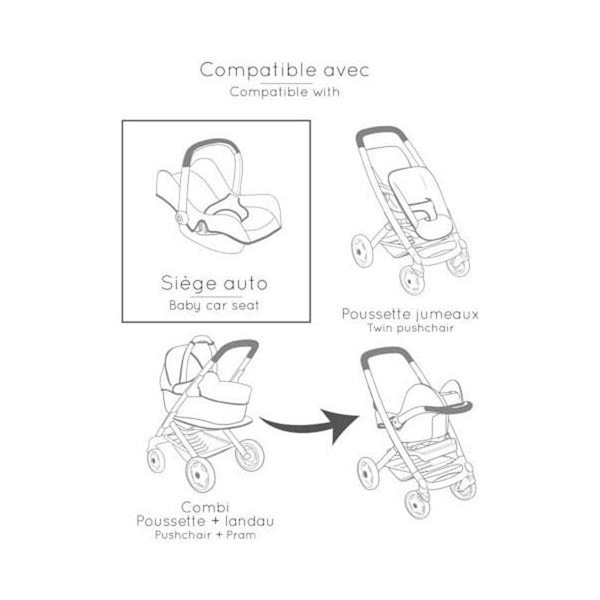 Voir la diapositive 5 : SMOBY SMOBY - Maxi cosi - Siege + Chaise haute beige - 3 en 1 - Pour poupon - Des 3 ans