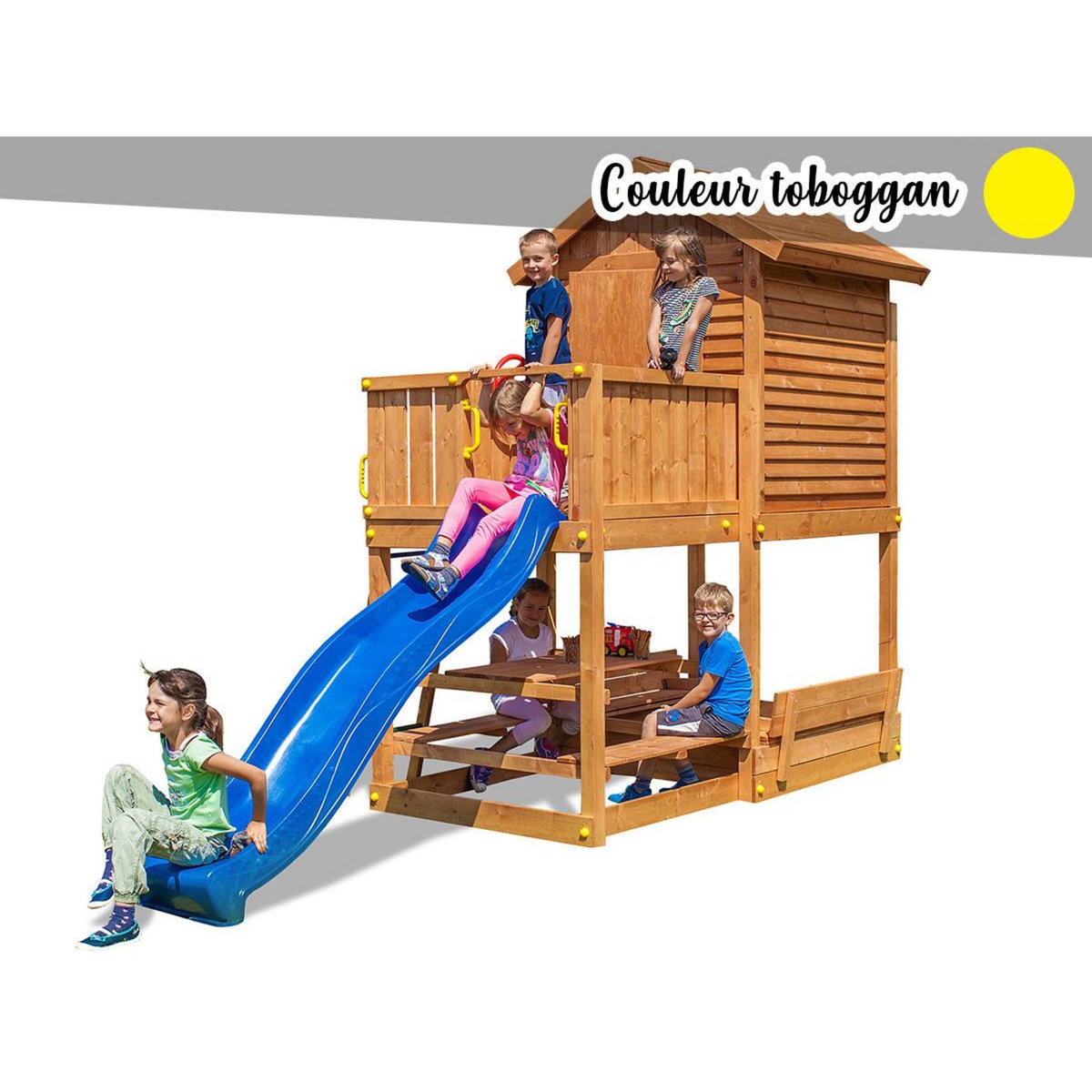 Fungoo Aire de jeux My House Free time Beach - Toboggan jaune - Fungoo