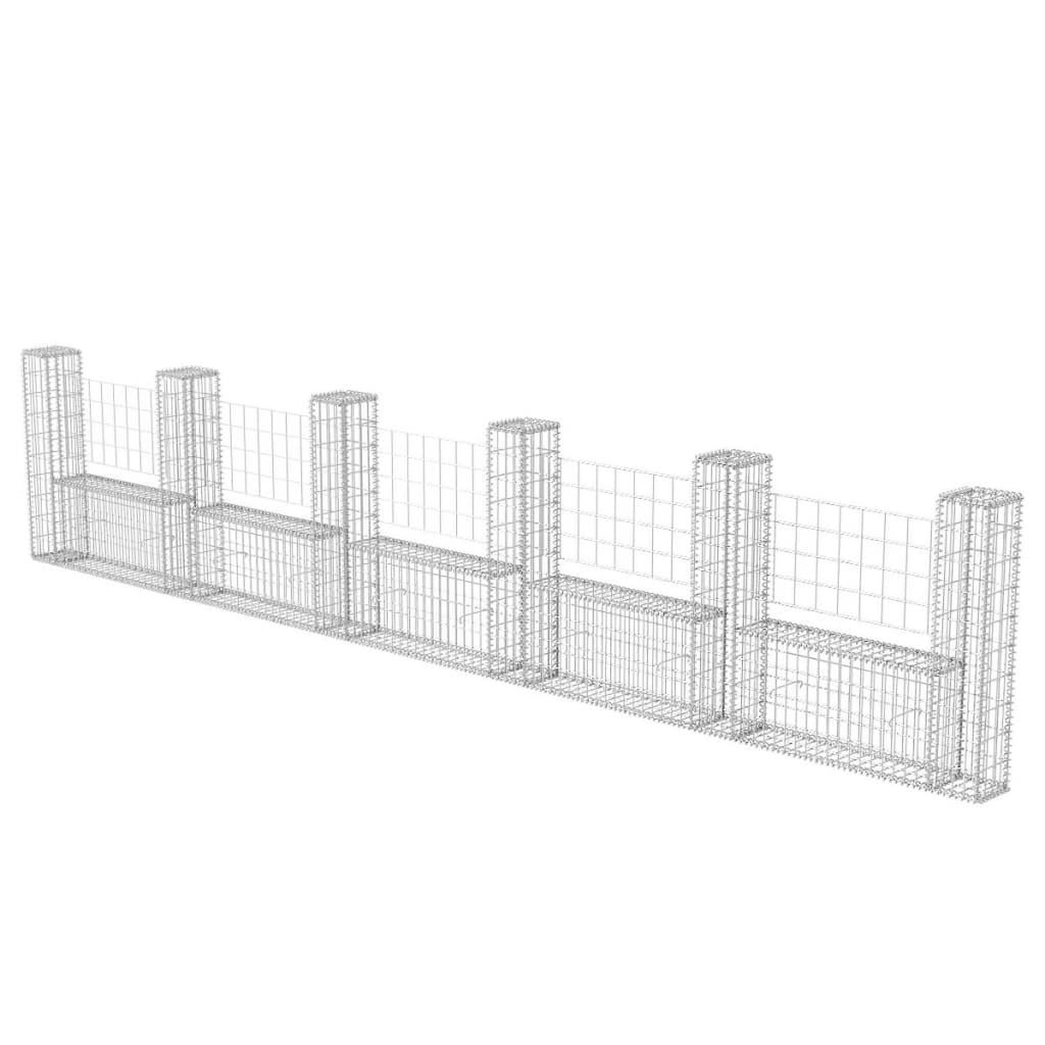 Voir la diapositive 2 : VIDAXL Panier de gabion en forme de U Acier galvanise 570x20x100 cm