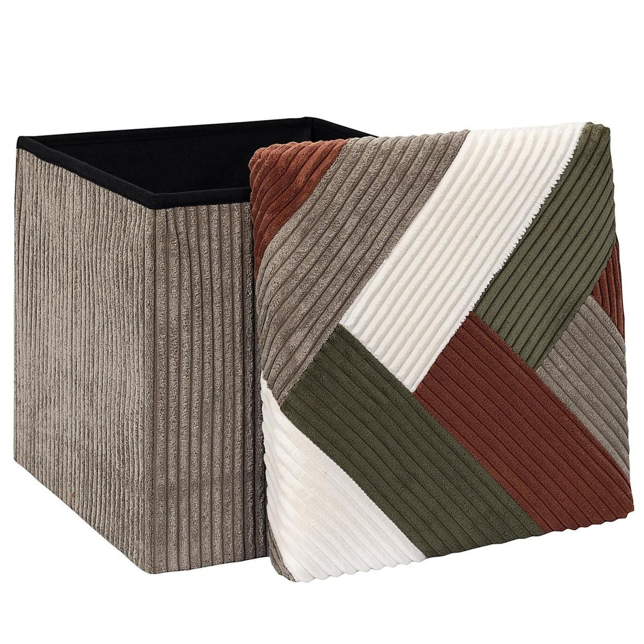 Voir la diapositive 2 : The Home Deco Factory Pouf coffre pliable côtelé  scott  38cm multicolore