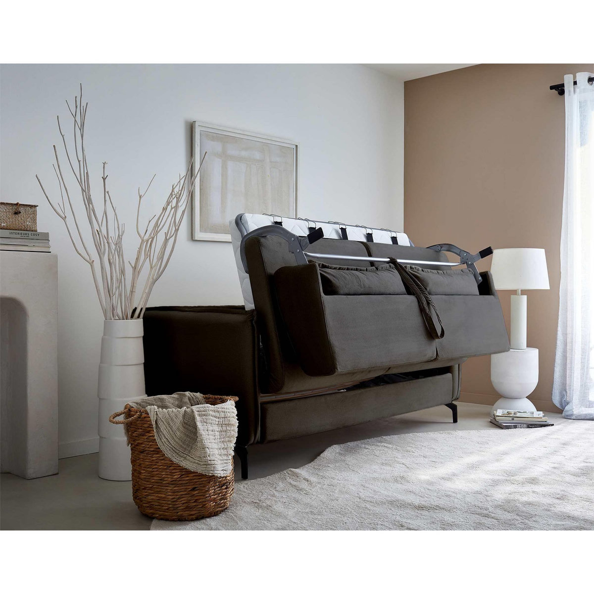 LISA DESIGN Agate - canapé 3 places convertible - couchage quotidien - matelas 14 cm - en velours