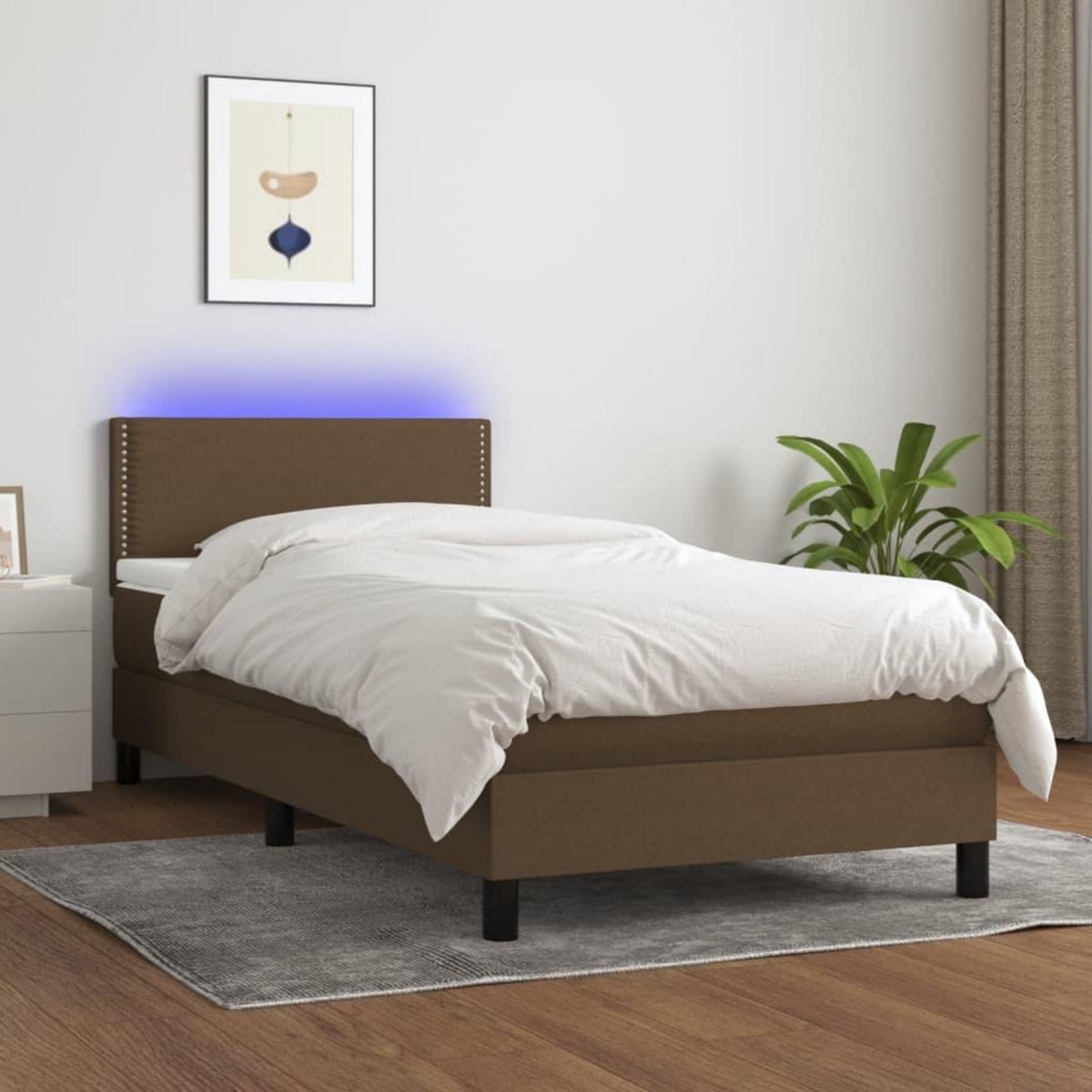 VIDAXL Sommier a lattes de lit et matelas et LED Marron fonce 80x200cm