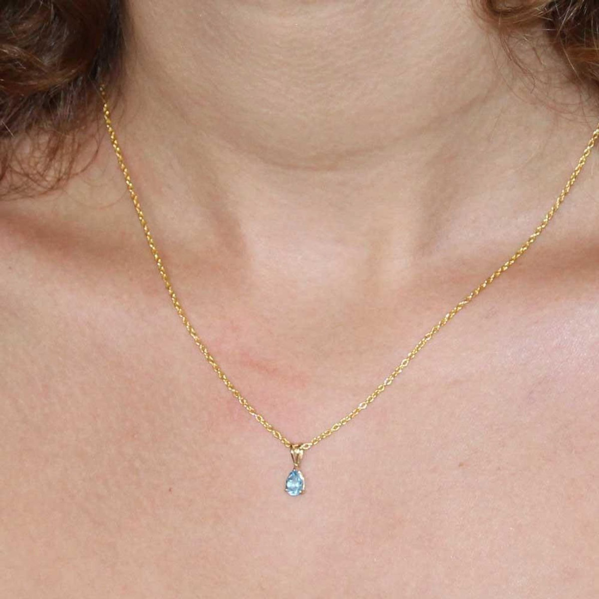 L'ATELIER D'AZUR Collier - Pendentif Or 18 Carats 750/000 Jaune Topaze Bleue Goutte - Femme