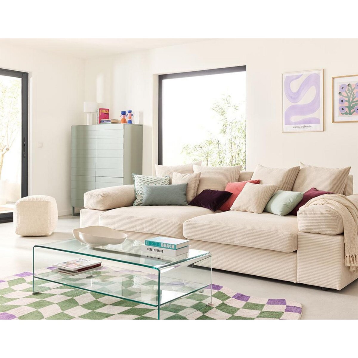 LISA DESIGN Aspen - canapé 4 places - assise profonde - velours côtelé