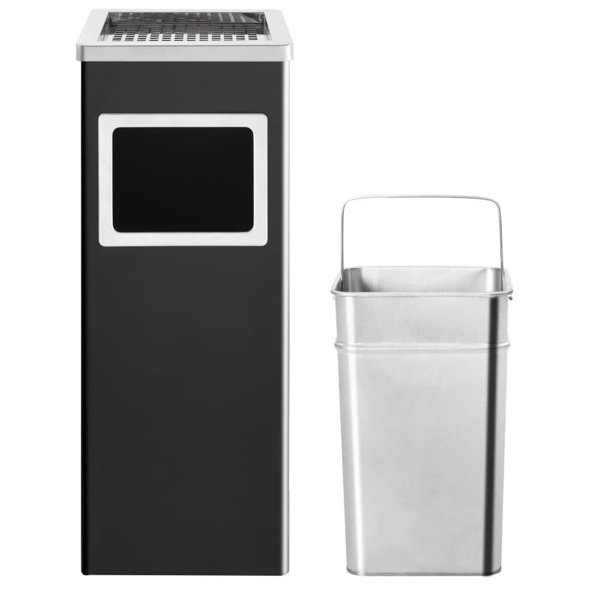 Voir la diapositive 2 : VIDAXL Poubelle a cendrier d'hotel 36 L Acier Noir