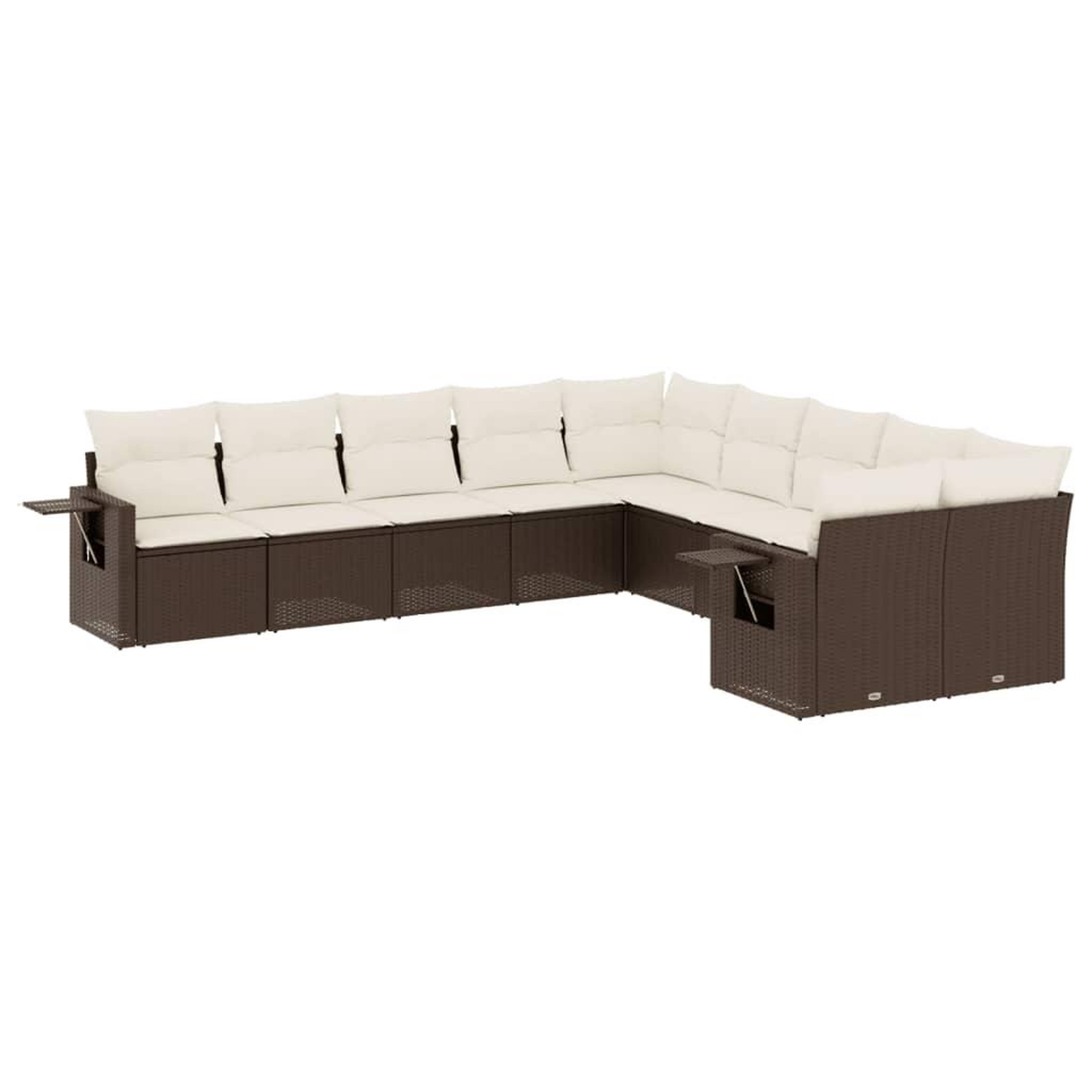 Voir la diapositive 2 : VIDAXL Salon de jardin 10 pcs avec coussins marron resine tressee