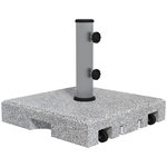 OUTSUNNY Pied de parasol - Base de lestage en granite carré 28 Kg 2 roulettes poignée