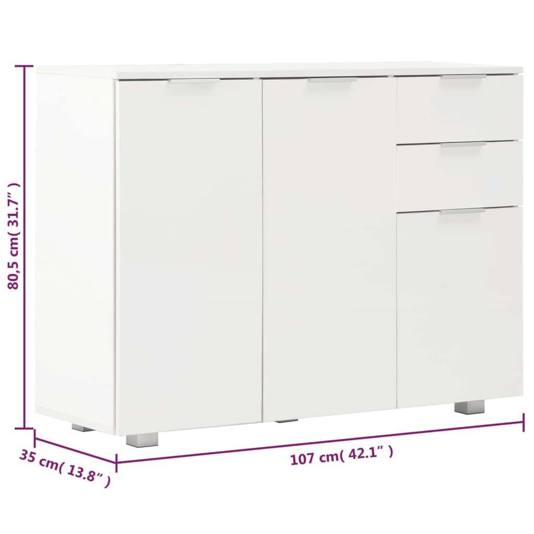 Voir la diapositive 6 : VIDAXL Buffet Blanc brillant 107x35x80,5 cm