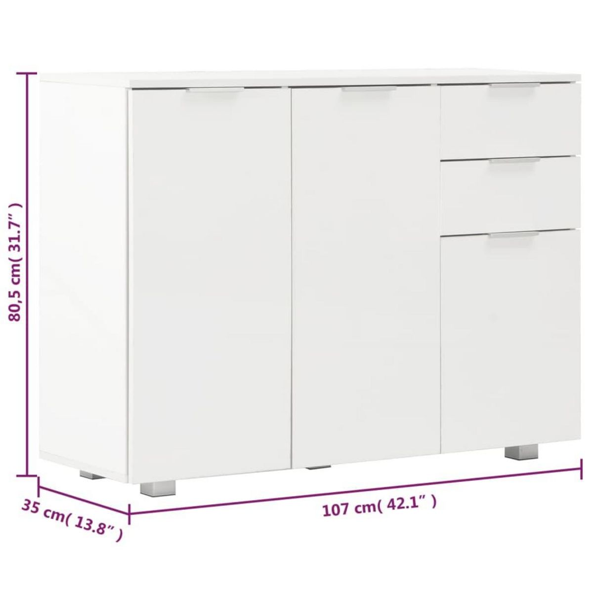 VIDAXL Buffet Blanc brillant 107x35x80,5 cm