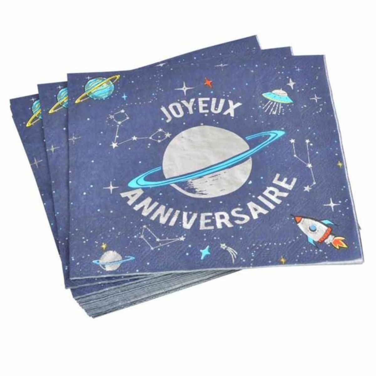 Paris Prix Lot de 20 Serviettes en Papier  Espace  33x33cm Bleu
