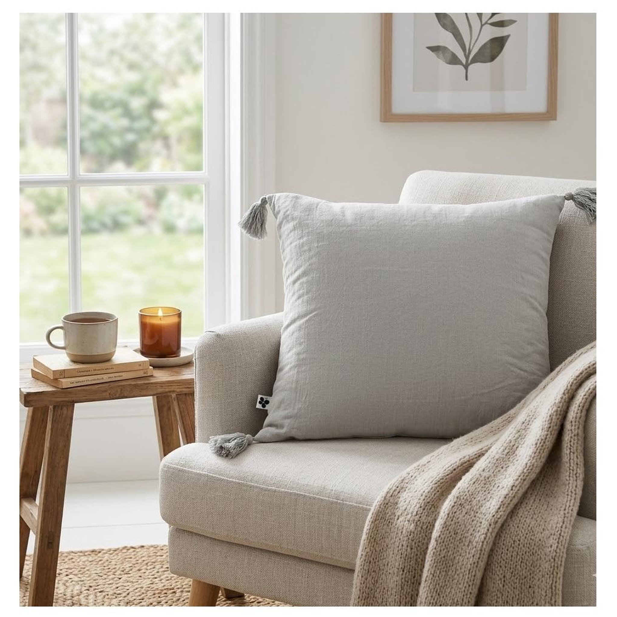 Voir la diapositive 2 : Eden Coussin déhoussable gaia – gaze de coton avec passepoil élégant