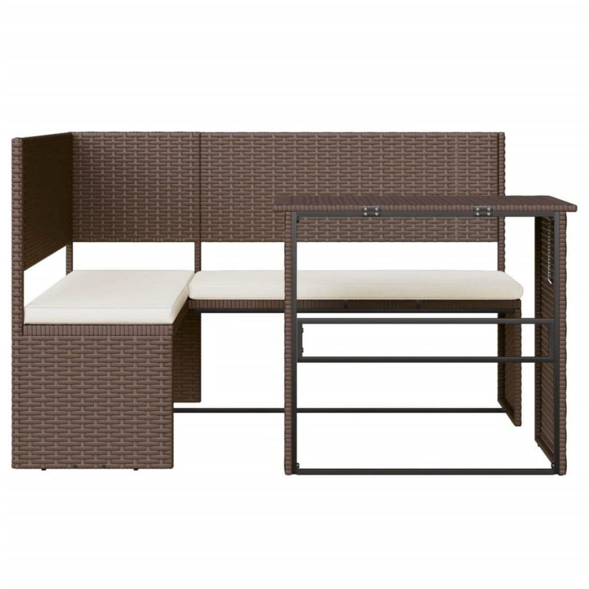 VIDAXL Canape de jardin avec table et coussins en forme de L marron