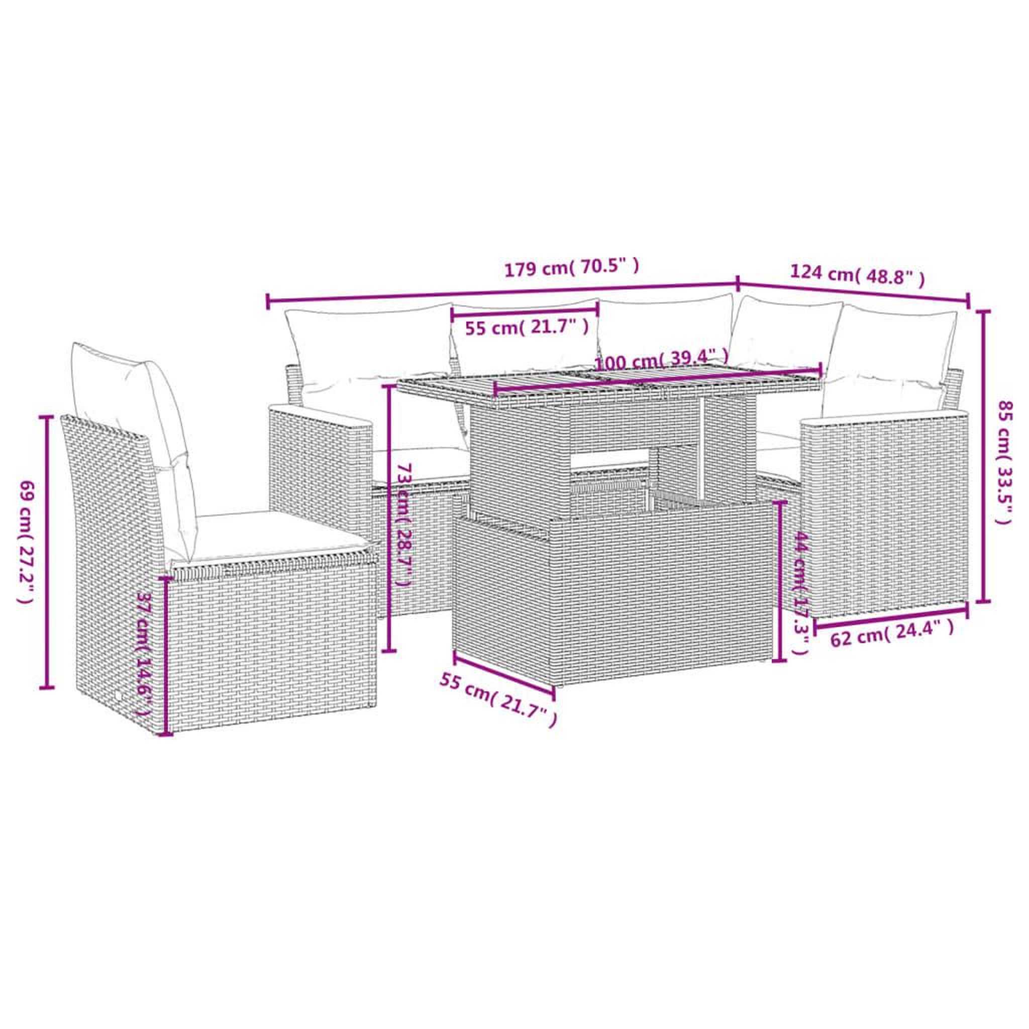 Voir la diapositive 4 : VIDAXL Salon de jardin avec coussins 6 pcs beige resine tressee