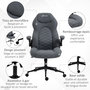 Voir la diapositive 6 : VINSETTO Fauteuil de bureau chaise de bureau ergonomique hauteur réglable pivotant 360° accoudoirs relevables tissu anthracite