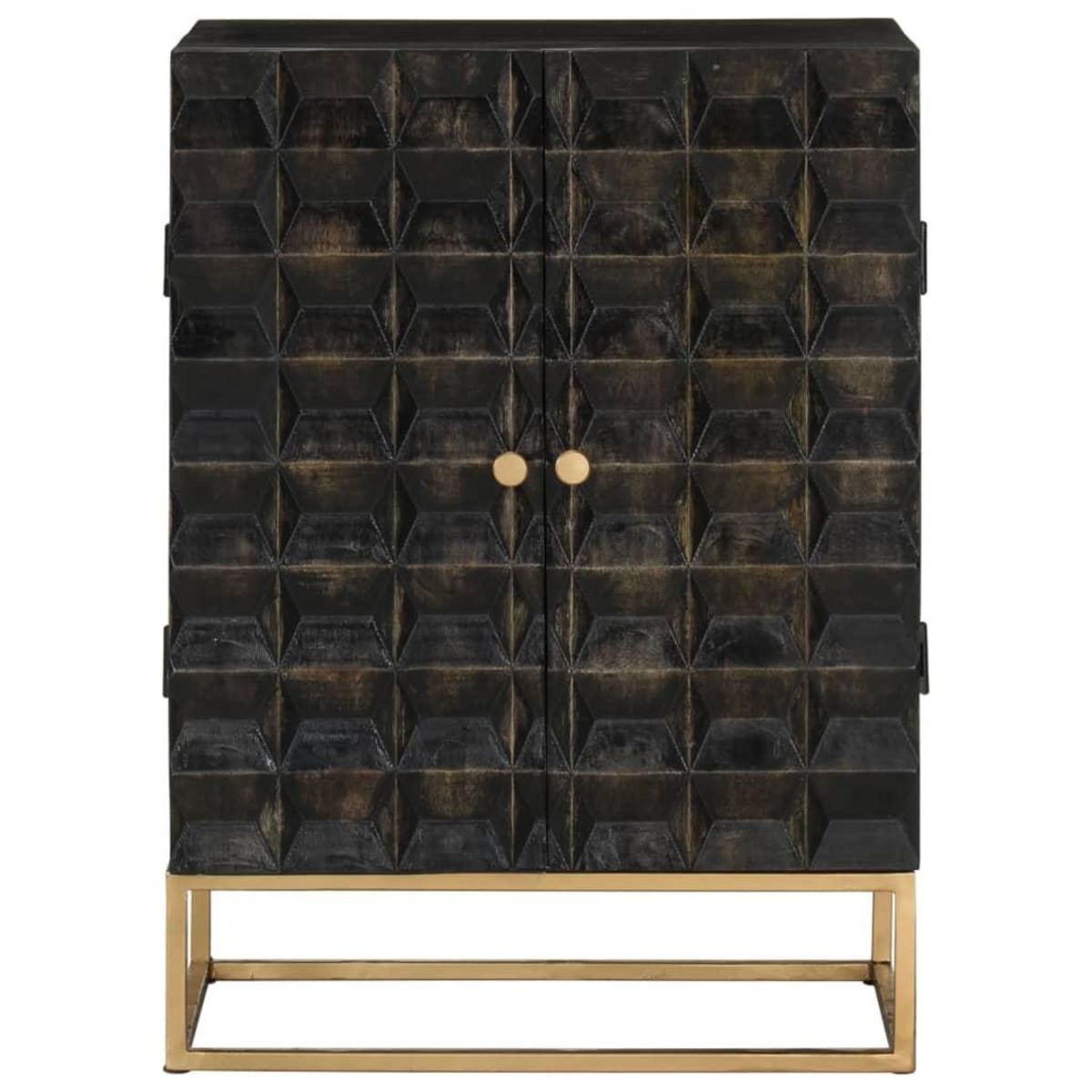 VIDAXL Buffet Noir 55x34x75 cm Bois massif de manguier et fer