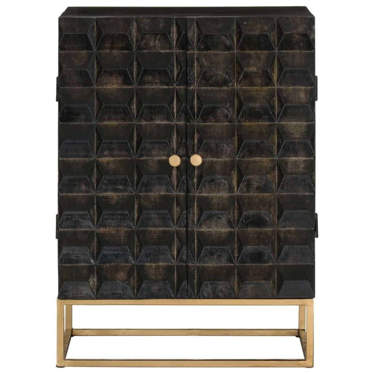 VIDAXL Buffet Noir 55x34x75 cm Bois massif de manguier et fer