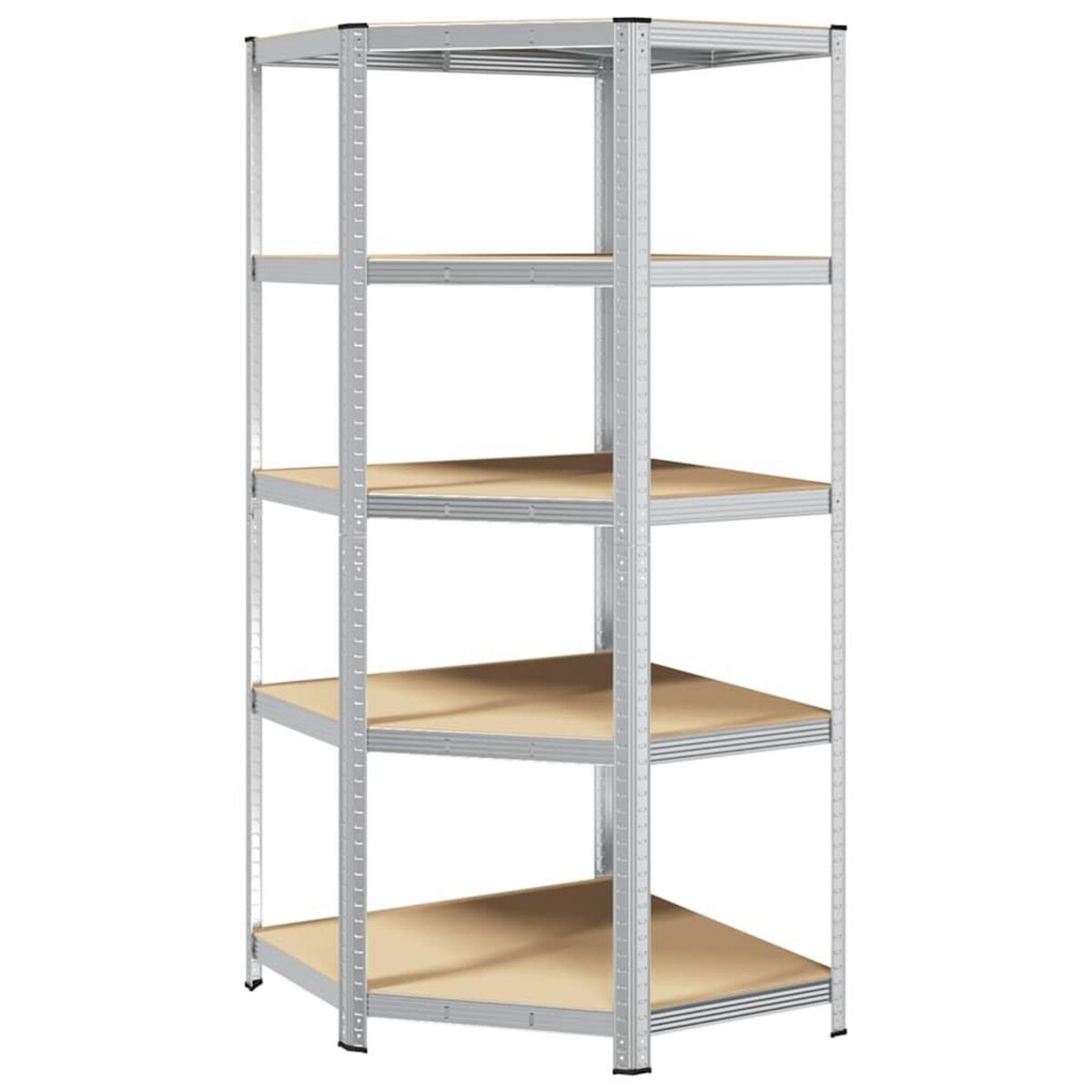 VIDAXL Etagere d'angle a 5 niveaux Argente Acier et bois d'ingenierie