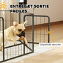 Voir la diapositive 6 : PAWHUT Parc enclos chien modulable pliable 6 panneaux H.60cm porte verrouillable acier époxy noir