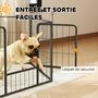 Voir la diapositive 6 : PAWHUT Parc enclos chien modulable pliable 6 panneaux H.60cm porte verrouillable acier époxy noir