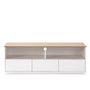 Voir la diapositive 3 : VS VENTA-STOCK Meuble tv Bob 3 tiroirs 2 niches blanc/chêne, bois massif