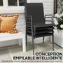 Voir la diapositive 6 : OUTSUNNY Lot de 4 chaises de jardin empilables métal textilène noir