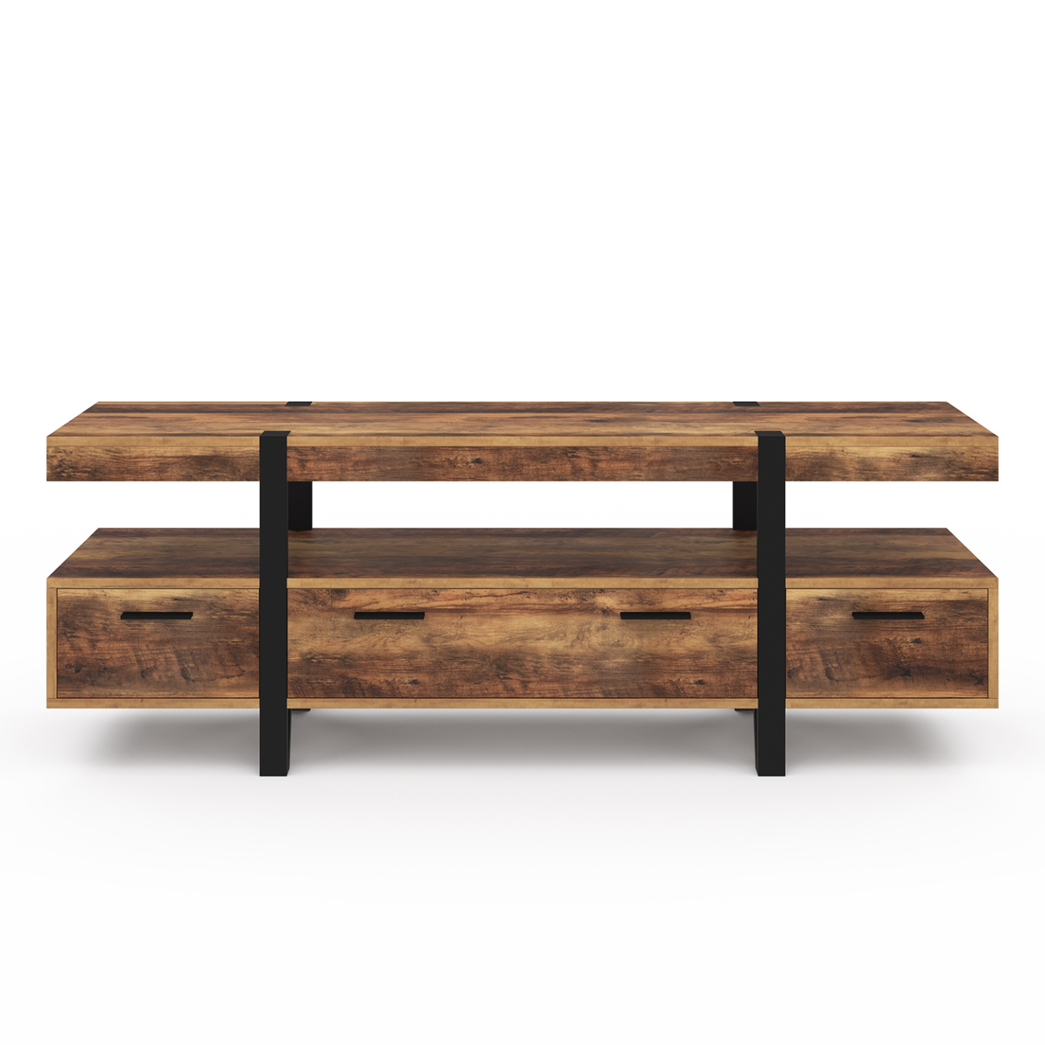Voir la diapositive 3 : ID MARKET Meuble tv 140 cm austria avec tiroirs bois pieds épingle