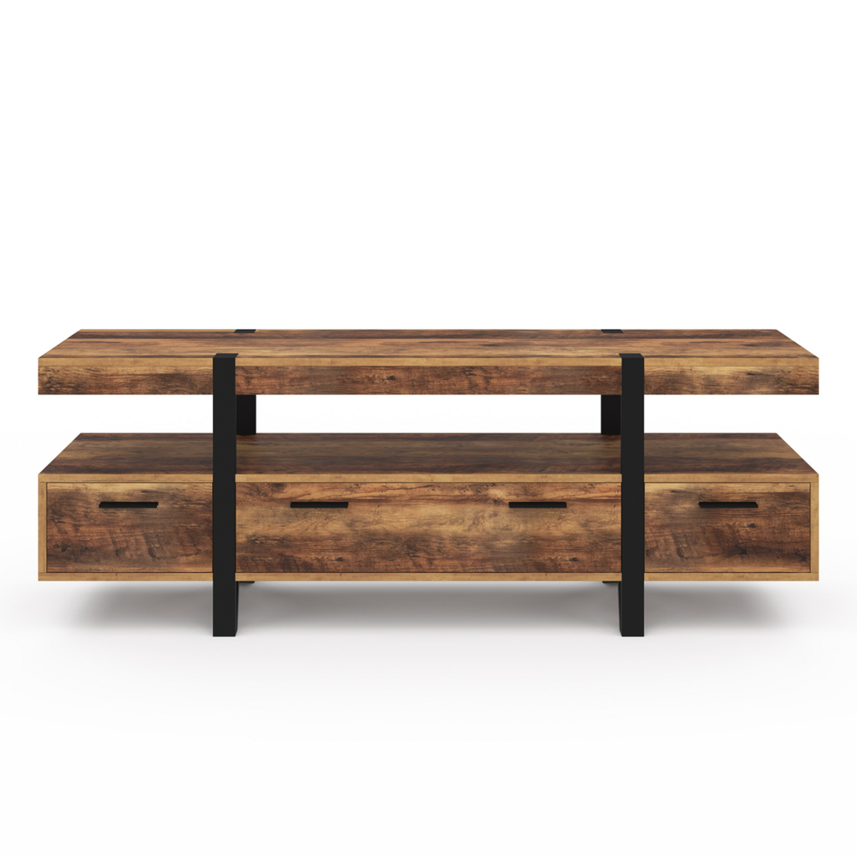 ID MARKET Meuble TV 140 cm AUSTRIA avec tiroirs bois pieds épingle