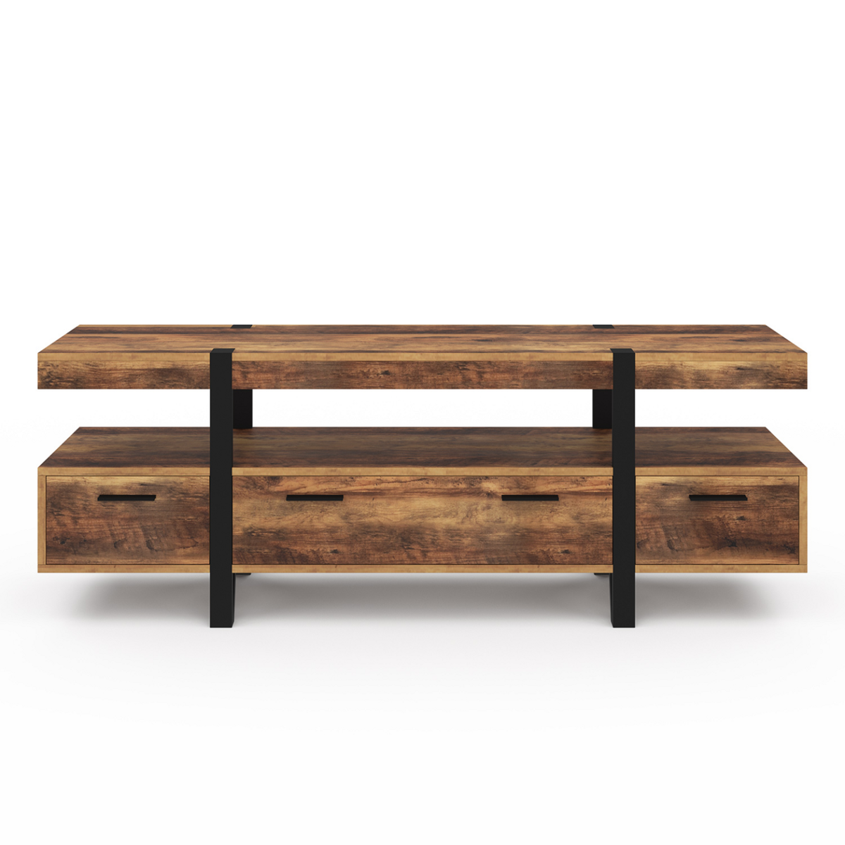 ID MARKET Meuble TV 140 cm AUSTRIA avec tiroirs bois pieds épingle