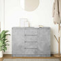 Voir la diapositive 3 : VIDAXL Buffet avec tiroirs gris beton 100,5x35x76 cm bois d'ingenierie