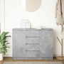 Voir la diapositive 3 : VIDAXL Buffet avec tiroirs gris beton 100,5x35x76 cm bois d'ingenierie