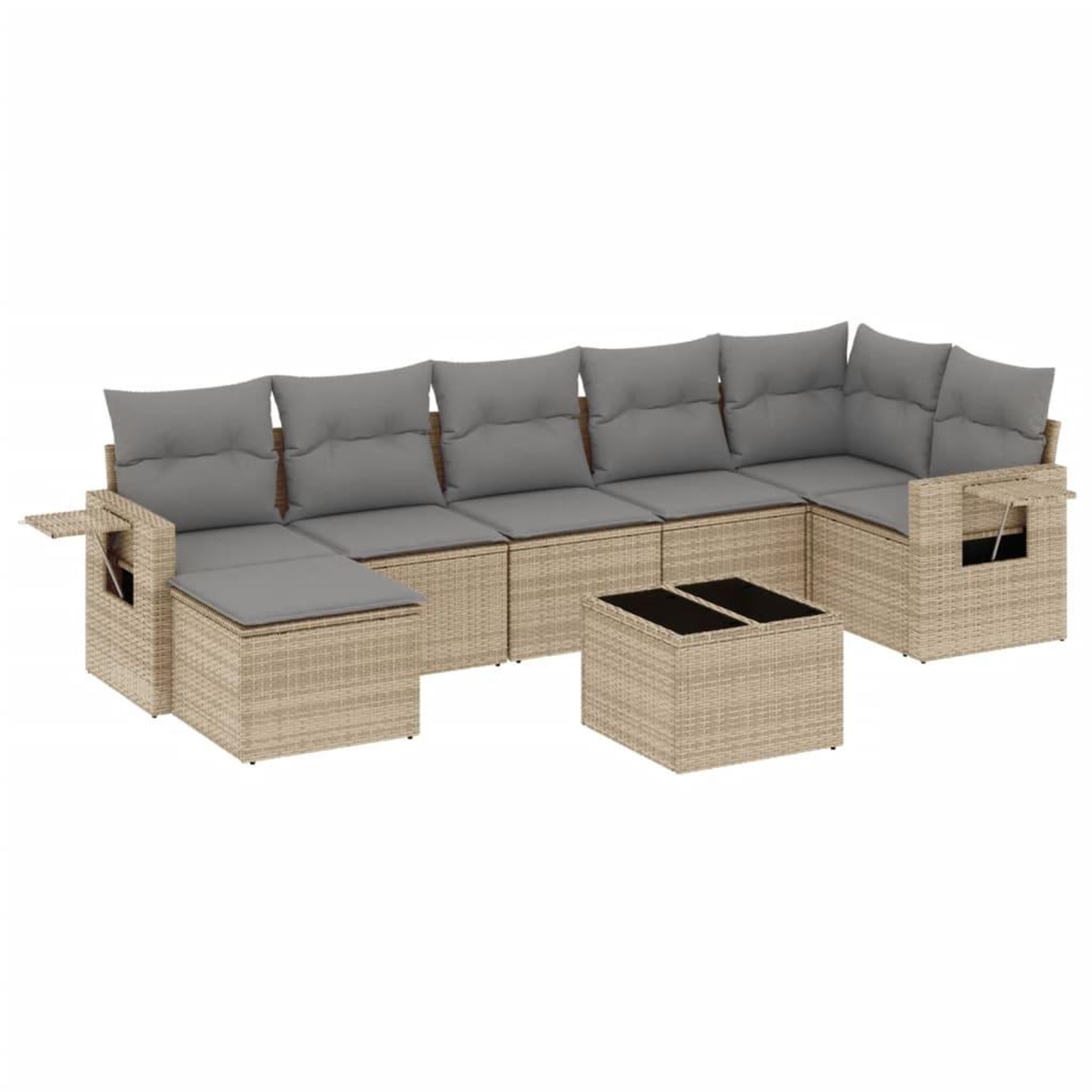 Voir la diapositive 2 : VIDAXL Salon de jardin avec coussins 8 pcs beige resine tressee