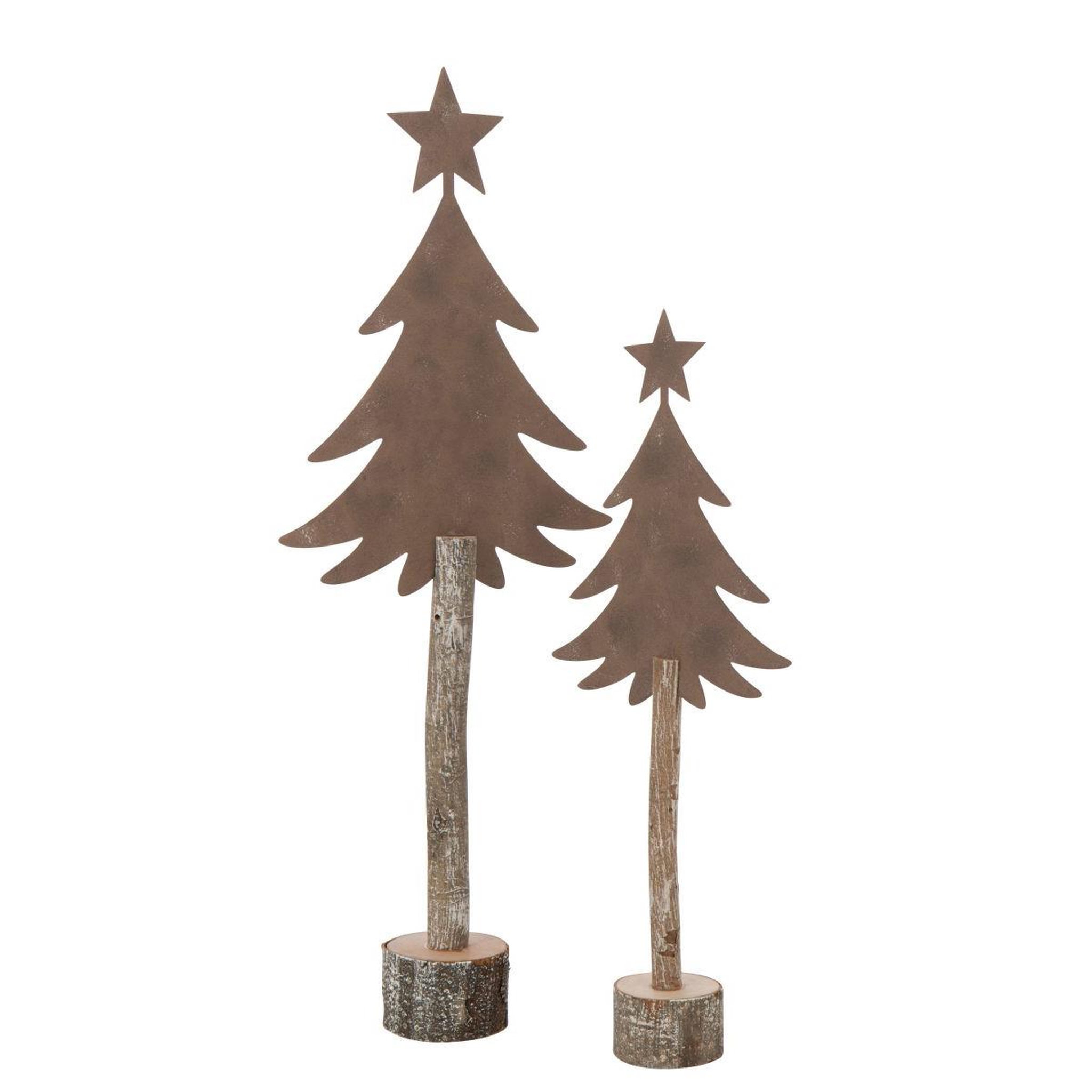 Voir la diapositive 2 : J-LINE Sapin de noël sur tronc  étoile  60cm marron