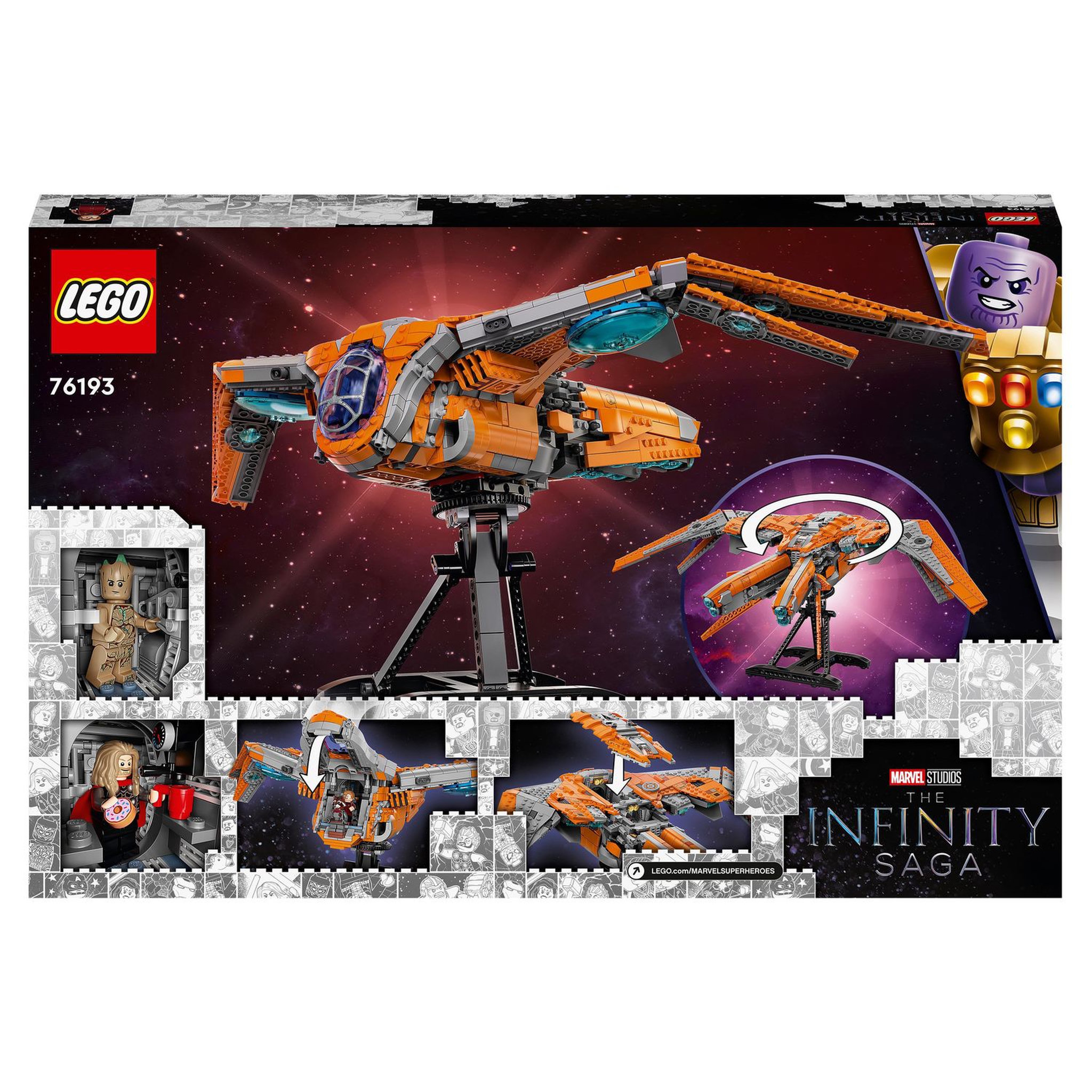 Voir la diapositive 8 : LEGO Marvel Super Heroes 76193 - The Infinity Saga - Le vaisseau des Gardiens de la Galaxie