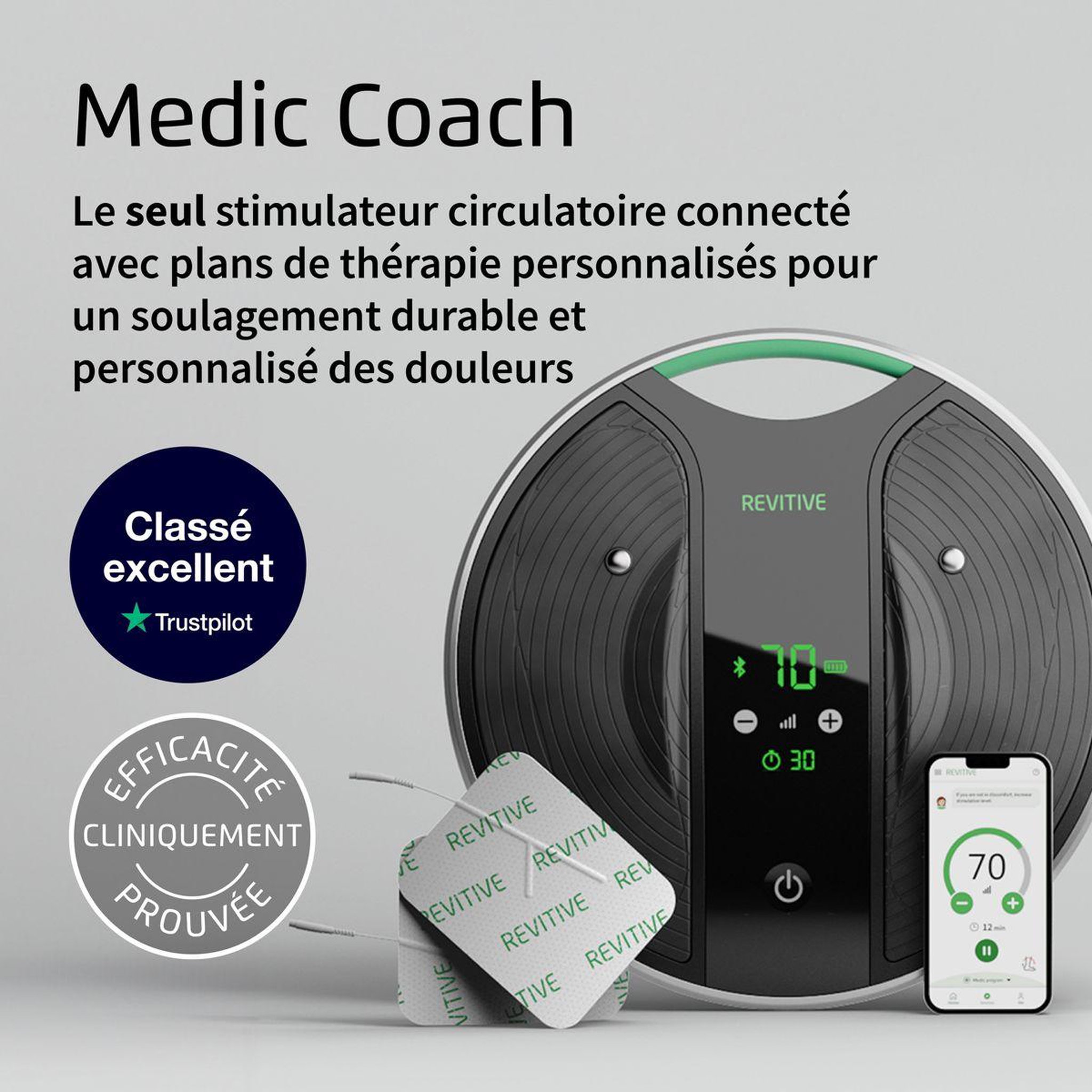 Voir la diapositive 2 : REVITIVE Stimulateur circulatoire medic coach connecte