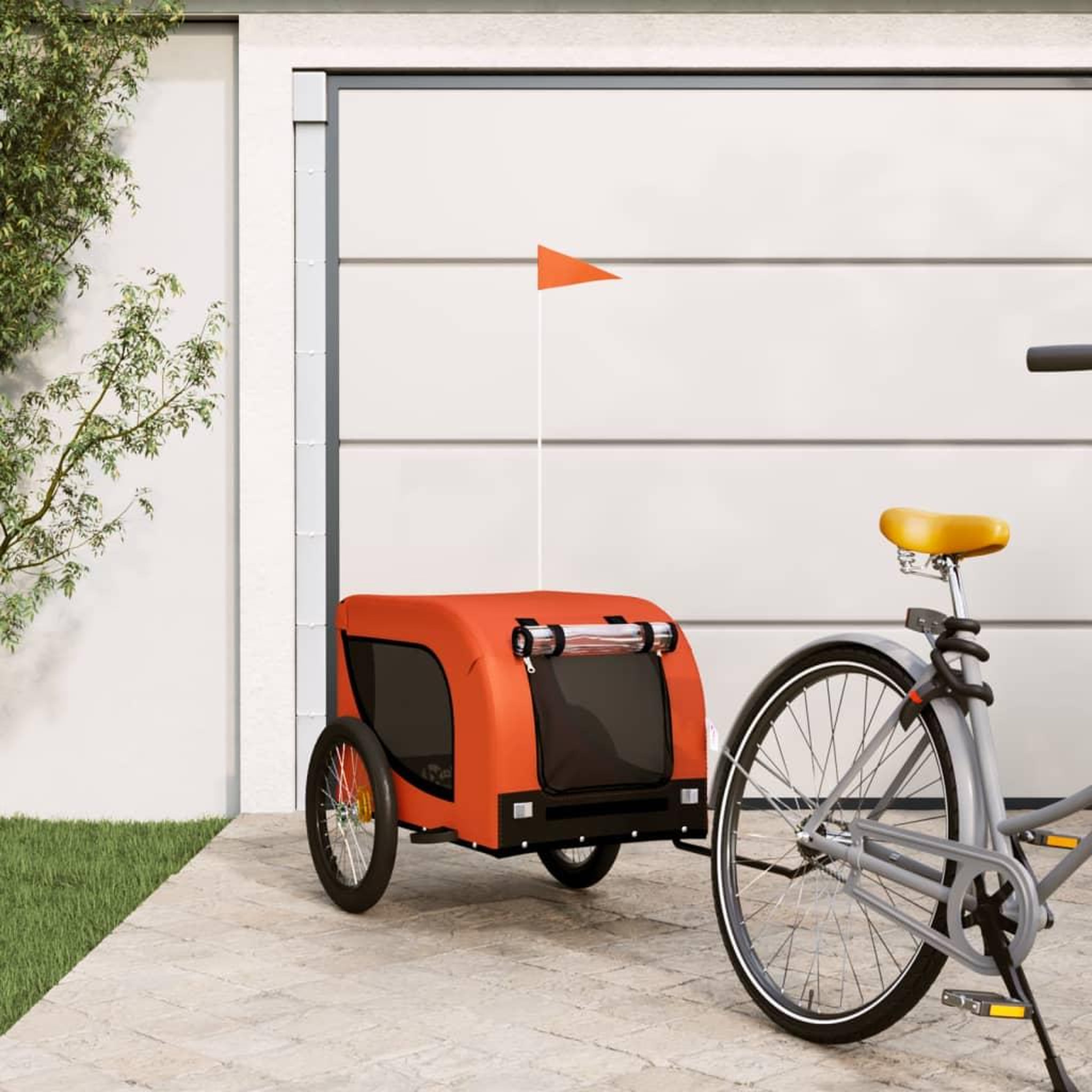 VIDAXL Remorque de velo pour animaux de compagnie orange et noir