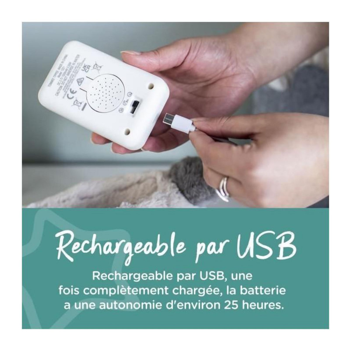 TOMMEE TIPPEE TOMME TIPPEE, Peluche veilleuse de luxe avec CrySensor, 6 sons apaisants, USB, lavable en machine, Ollie la Chouette