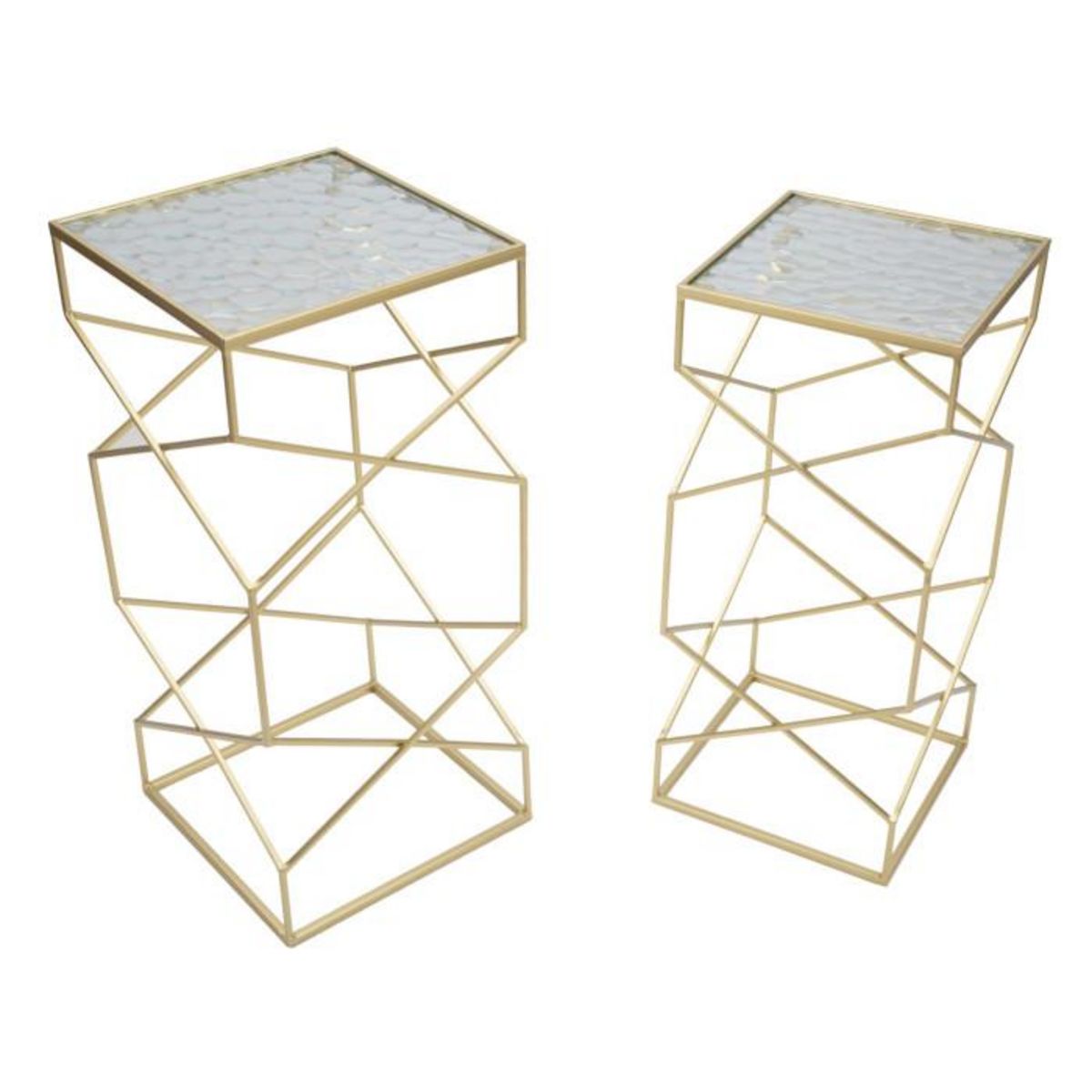 Paris Prix Lot de 2 Tables d'Appoint Design  Glassy  68cm Or