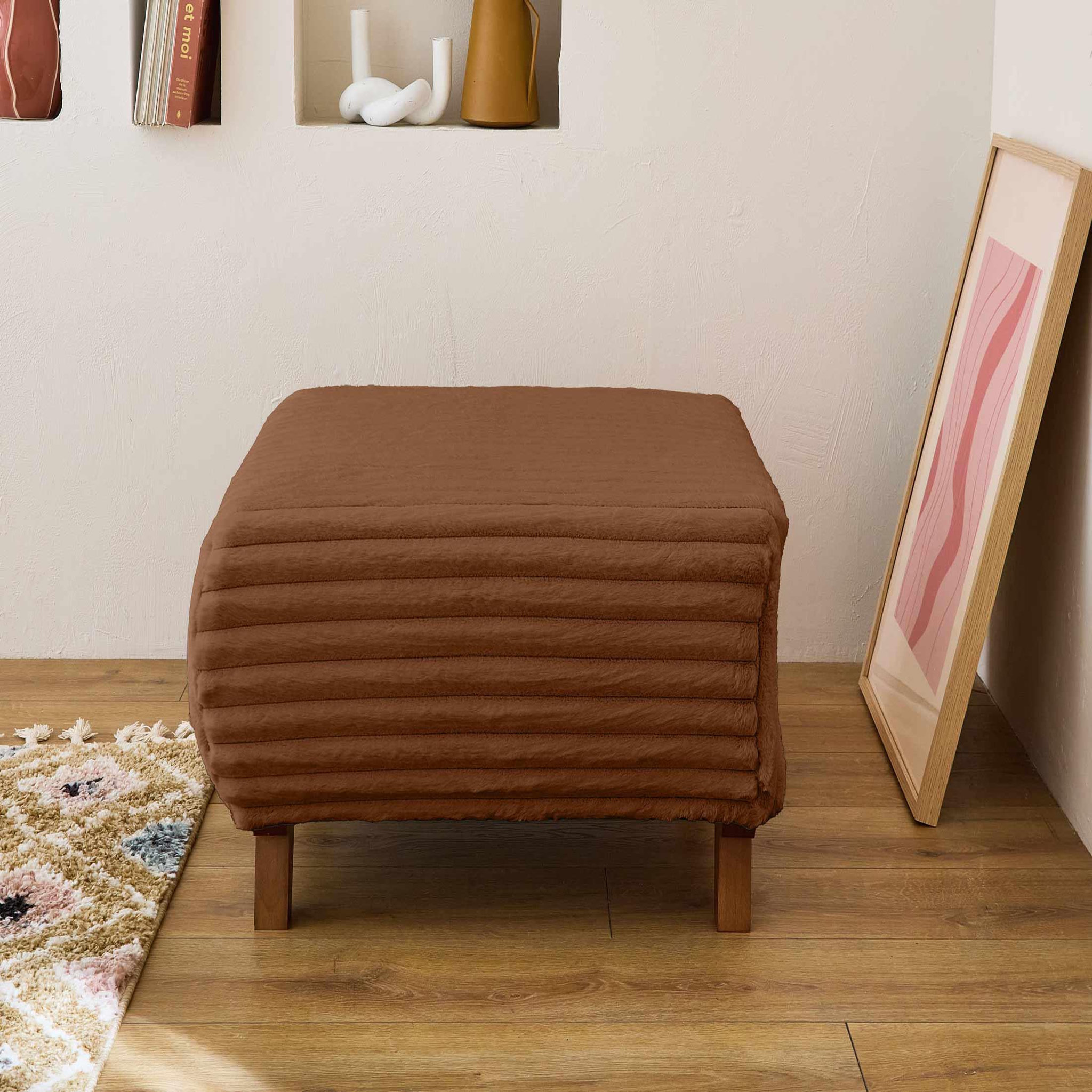 Voir la diapositive 2 : BEST MOBILIER Cristal - pouf modulable - 65 cm - en fausse fourrure côtelée