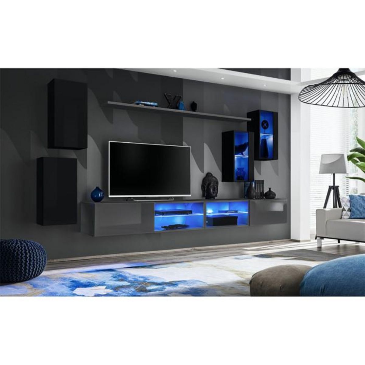 Paris Prix Ensemble Meuble TV  Switch XXV  280cm Noir & Gris