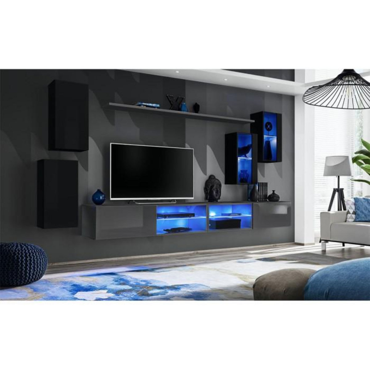 Paris Prix Ensemble Meuble TV  Switch XXV  280cm Noir & Gris