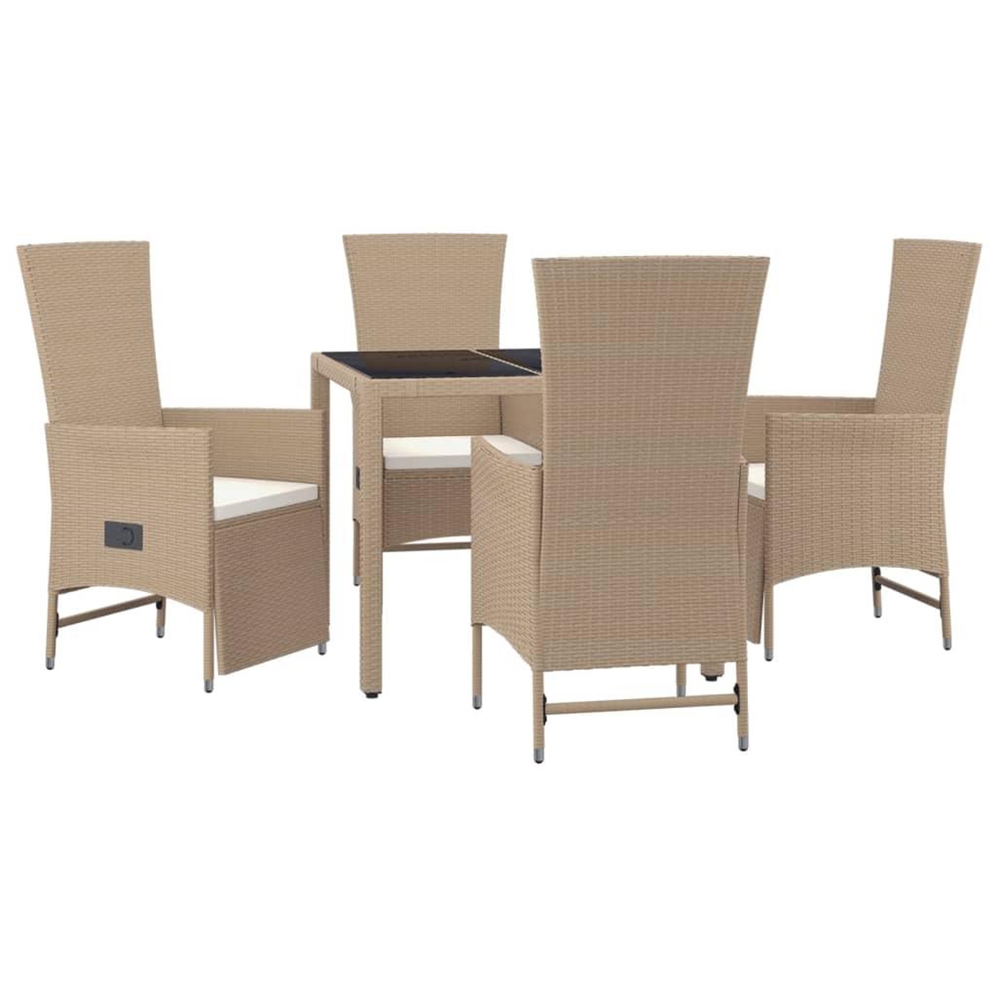 Voir la diapositive 3 : VIDAXL Ensemble a manger de jardin avec coussins 5pcs Beige poly rotin