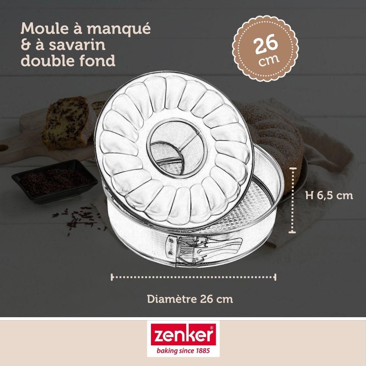 ZENKER Ensemble de 2 Moules à manqué et à savarin double fond 26 cm Zenker Silver