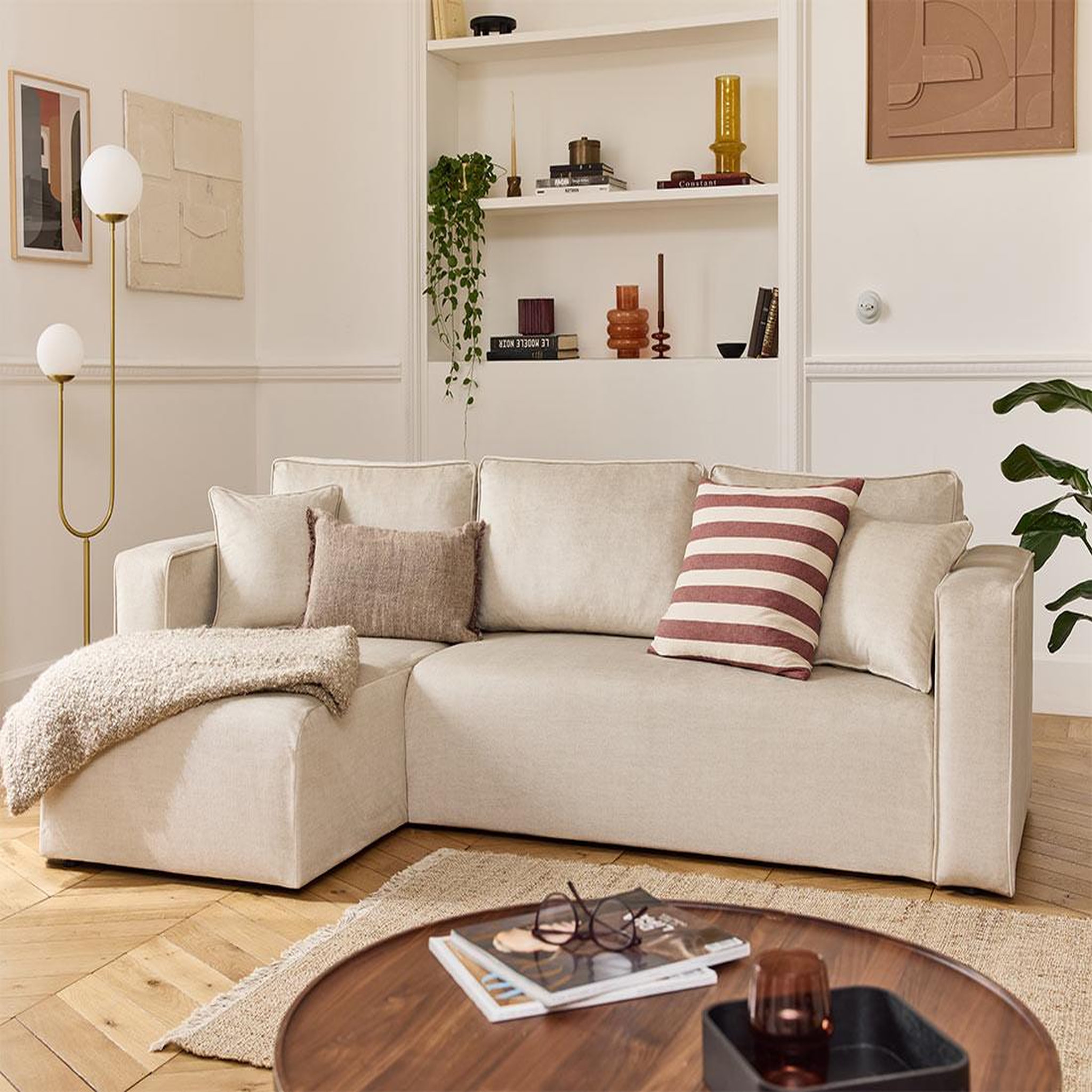 Voir la diapositive 5 : BEST MOBILIER Housse en velours pour canapé déhoussable topaze