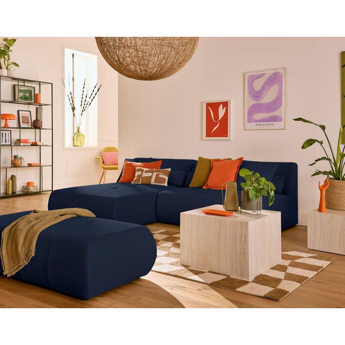 LISA DESIGN Onyx - canapé modulable d'angle réversible 4 places - en tissu mailles 3d